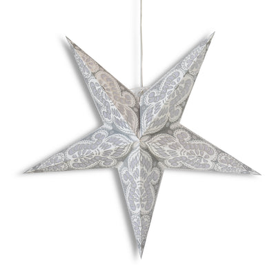 24" White Peacock Glitter Paper Star Lantern, Hanging Wedding & Party Decoration - AsianImportStore.com - B2B Wholesale Lighting and Decor