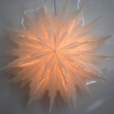 16" White Hiemal Snowflake Star Lantern Pizzelle Design