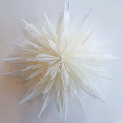32" White Hiemal Snowflake Star Lantern Pizzelle Design