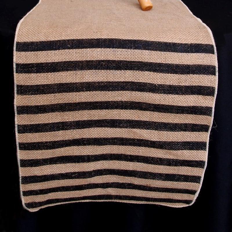 Vintage Burlap Table Runner w/ Black Striped Pattern (12 x 108) (50 PACK) - AsianImportStore.com - B2B Wholesale Lighting and Décor
