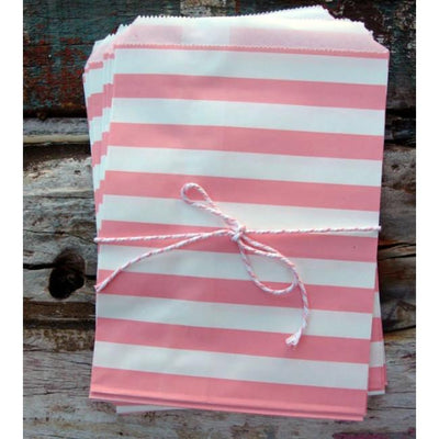Pink Stripe Paper Treat Bags - (12 PCS) - AsianImportStore.com - B2B Wholesale Lighting and Decor