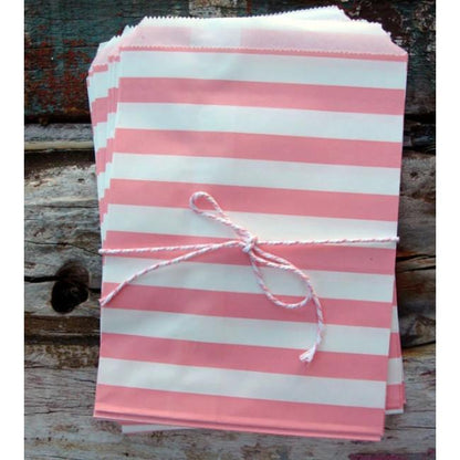 Pink Stripe Paper Treat Bags - (12 PCS) (100 PACK) - AsianImportStore.com - B2B Wholesale Lighting and Décor