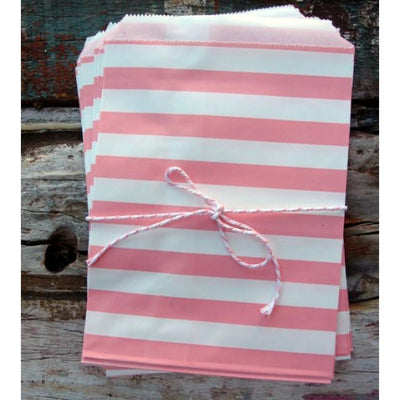 Pink Stripe Paper Treat Bags - (12 PCS) (100 PACK) - AsianImportStore.com - B2B Wholesale Lighting and Décor