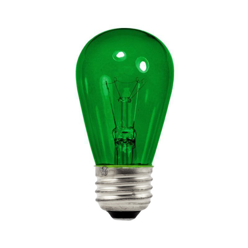 (Discontinued) Replacement Transparent Green 11-Watt Incandescent S14 Sign Light Bulbs, E26 Medium Base (25 PACK)