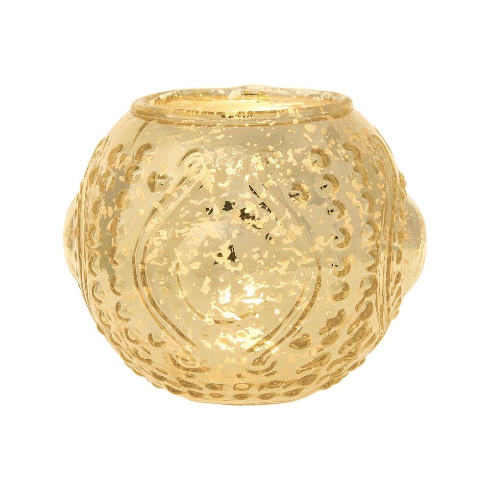 Royal Flush Gold Mercury Glass Tea Light Votive Candle Holders (5 PACK, Assorted Designs and Sizes)