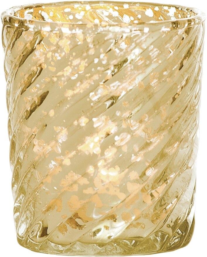 Royal Flush Gold Mercury Glass Tea Light Votive Candle Holders (5 PACK, Assorted Designs and Sizes)