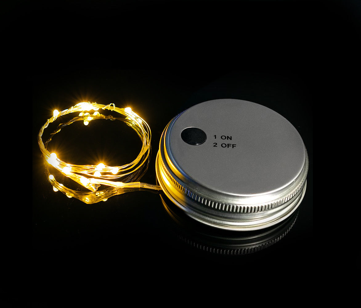 Fantado MoonBright™ BULK PACK (6) LED Mason Jar Lights, Battery Powered for Wide Mouth - Warm White (Lid Light Only)
