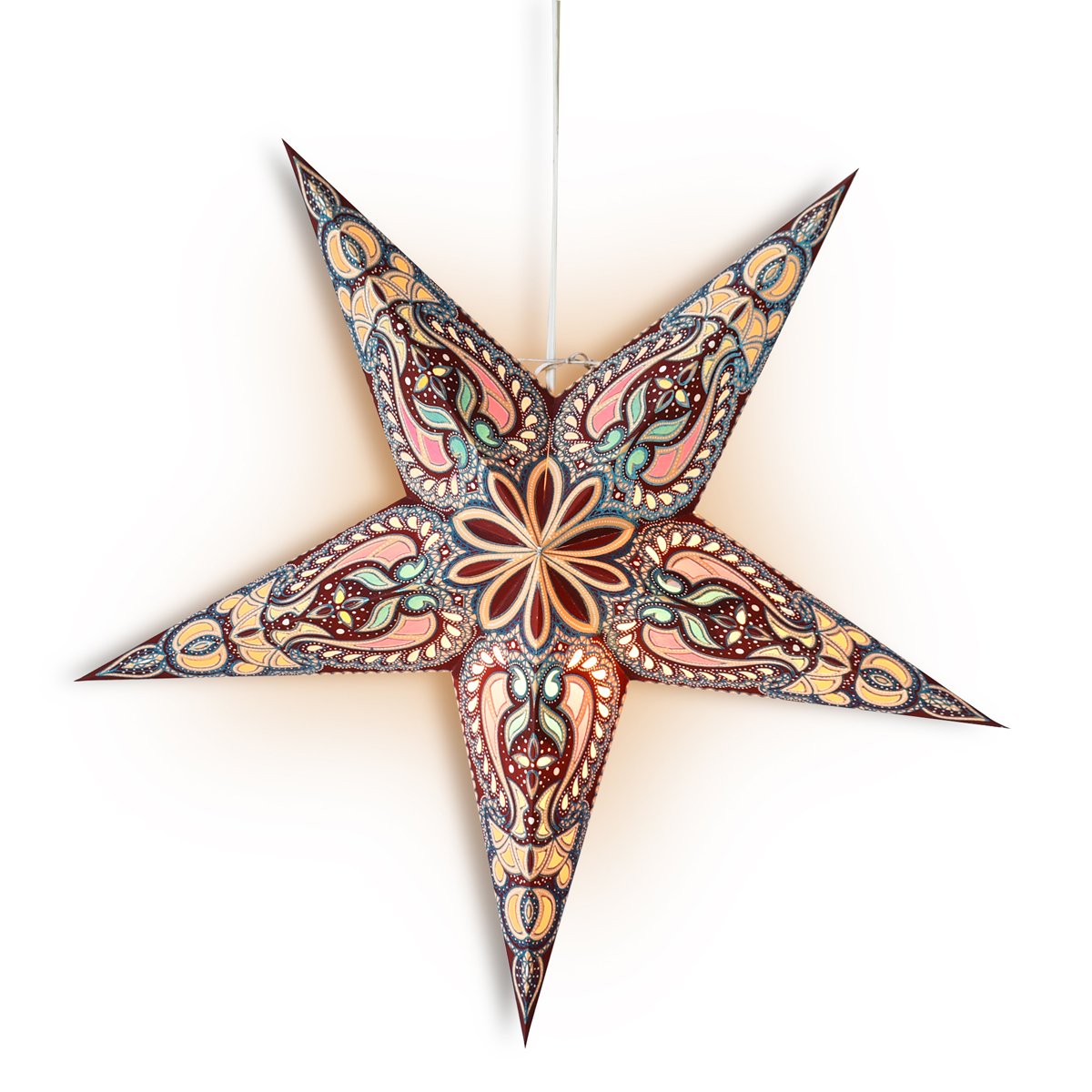 24" Brown Alaska Glitter Paper Star Lantern, Hanging Wedding & Party Decoration - AsianImportStore.com - B2B Wholesale Lighting and Decor