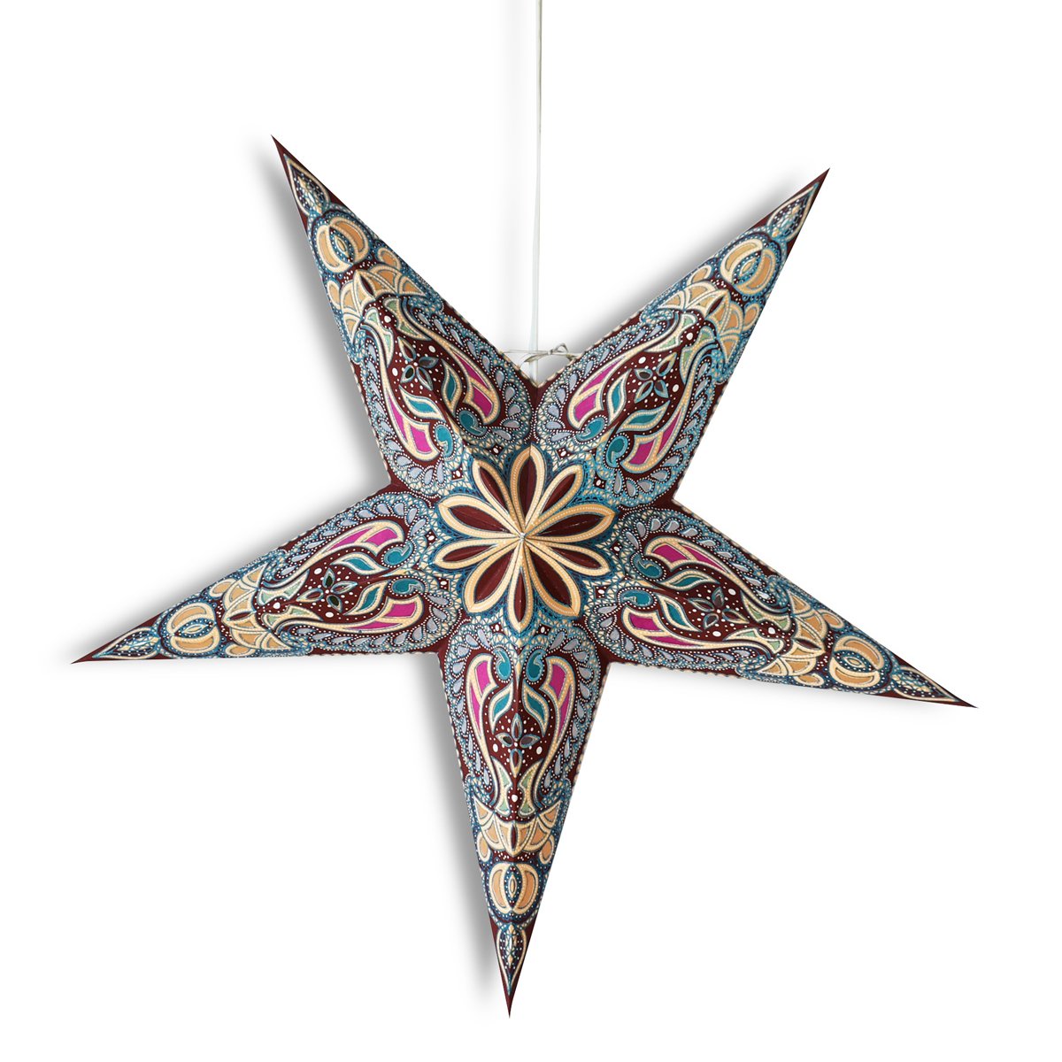 3-PACK + Cord | 24" Brown Alaska Glitter Paper Star Lantern and Lamp Cord Hanging Decoration - AsianImportStore.com - B2B Wholesale Lighting and Decor