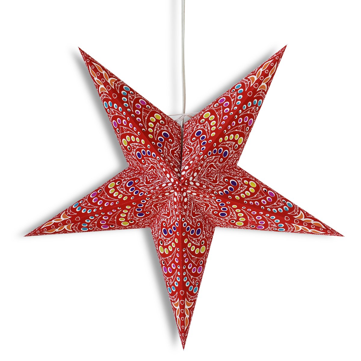 24" Red Aloha Paper Star Lantern, Hanging Wedding & Party Decoration - AsianImportStore.com - B2B Wholesale Lighting and Decor