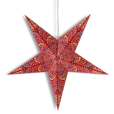 24" Red Aloha Paper Star Lantern, Hanging Wedding & Party Decoration - AsianImportStore.com - B2B Wholesale Lighting and Decor