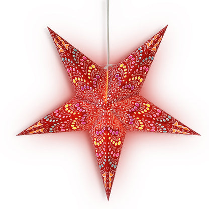 24" Red Aloha Paper Star Lantern, Hanging Wedding & Party Decoration - AsianImportStore.com - B2B Wholesale Lighting and Decor