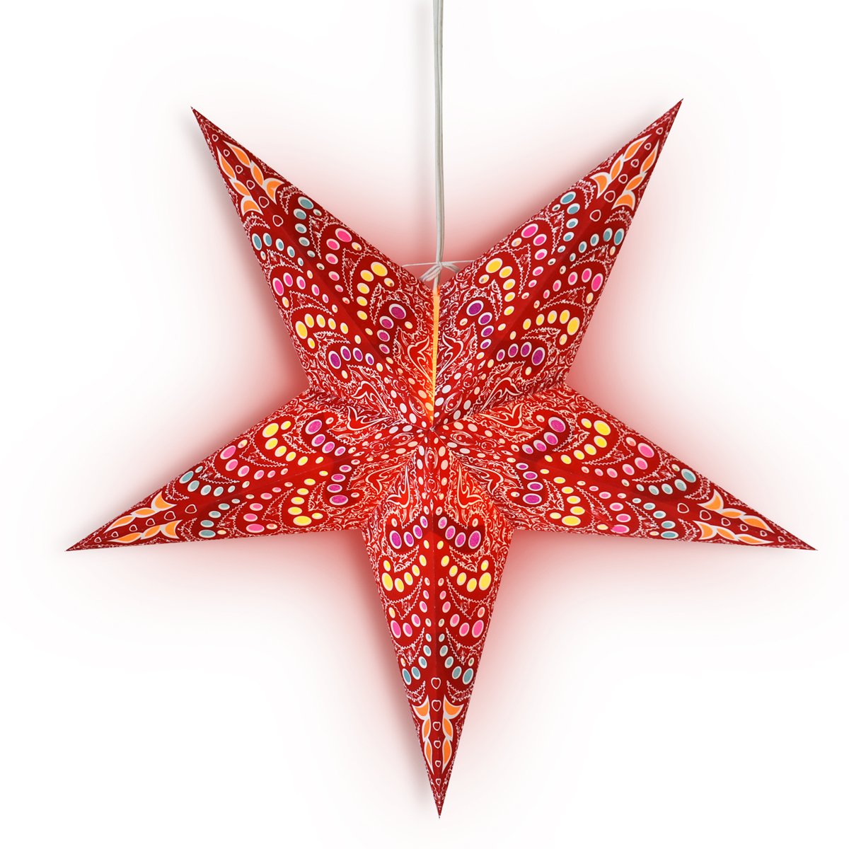 24" Red Aloha Paper Star Lantern, Hanging Wedding & Party Decoration - AsianImportStore.com - B2B Wholesale Lighting and Decor