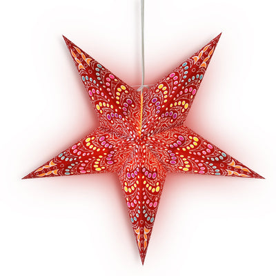 24" Red Aloha Paper Star Lantern, Hanging Wedding & Party Decoration - AsianImportStore.com - B2B Wholesale Lighting and Decor