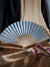 BULK PACK (50) 9" Arctic Spa Blue Silk Hand Fans for Weddings - AsianImportStore.com - B2B Wholesale Lighting and Decor
