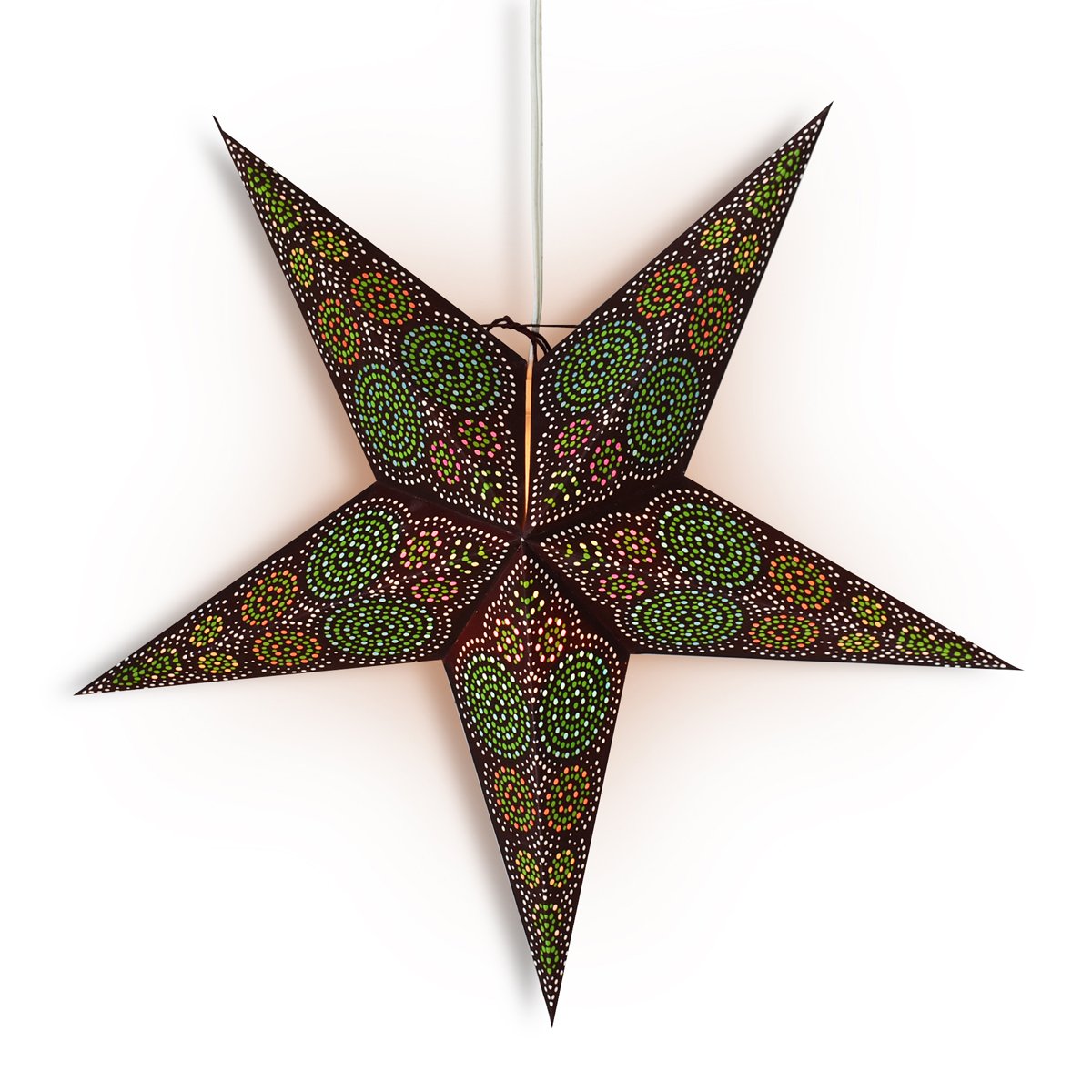 24" Brown / Green Aussie Paper Star Lantern, Hanging Wedding & Party Decoration - AsianImportStore.com - B2B Wholesale Lighting and Decor