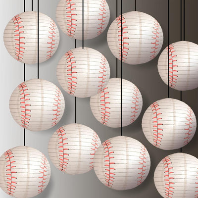 14" Baseball Paper Lantern Shaped Sports Hanging Decoration for Parties, Children's Bedrooms and Sports Teams - AsianImportStore.com - B2B Wholesale Lighting and Decor
