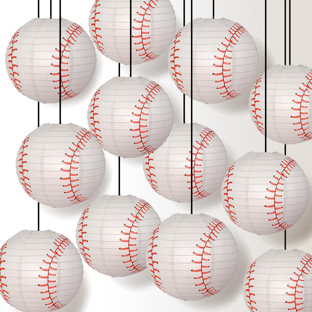 12 PACK | 14" Baseball Paper Lantern Shaped Sports Hanging Decoration - AsianImportStore.com - B2B Wholesale Lighting and Decor