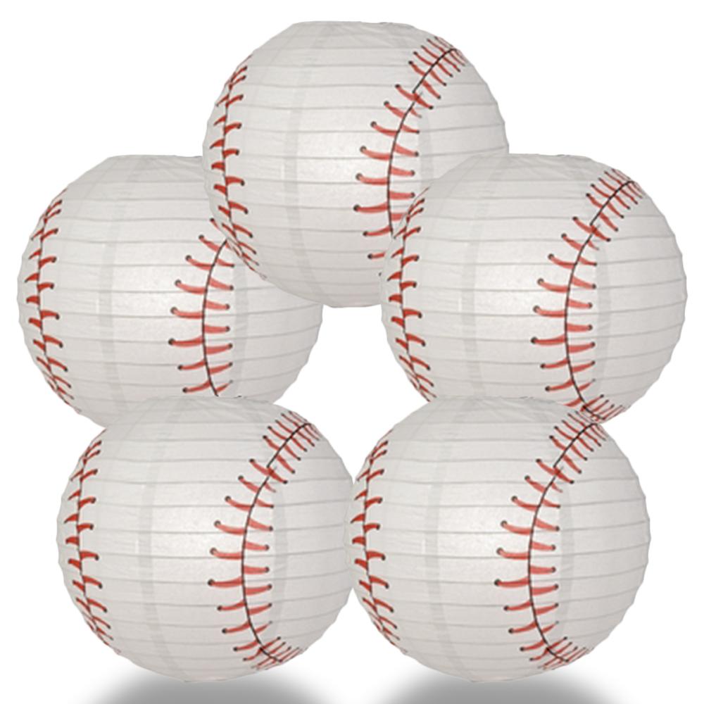 5 PACK | 14" Baseball Paper Lantern Shaped Sports Hanging Decoration - AsianImportStore.com - B2B Wholesale Lighting and Decor