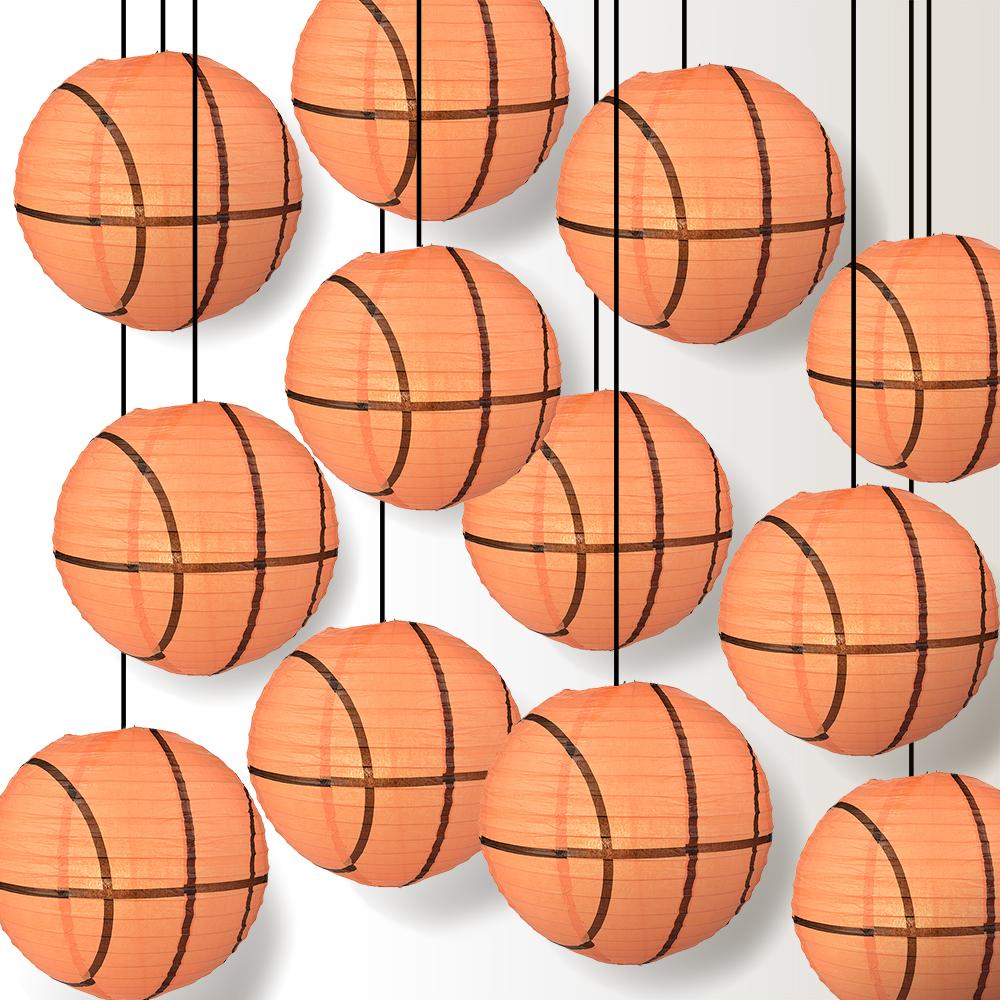 12 PACK | Basketball Paper Lantern Shaped Sports Hanging Decoration - AsianImportStore.com - B2B Wholesale Lighting and Decor