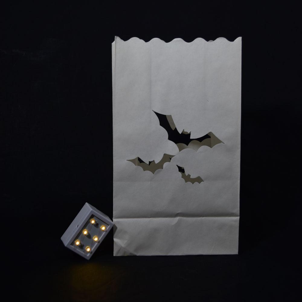 (Discontinued) (100 PACK) Bats Paper Luminaries / Luminary Lantern Bags Path Lighting