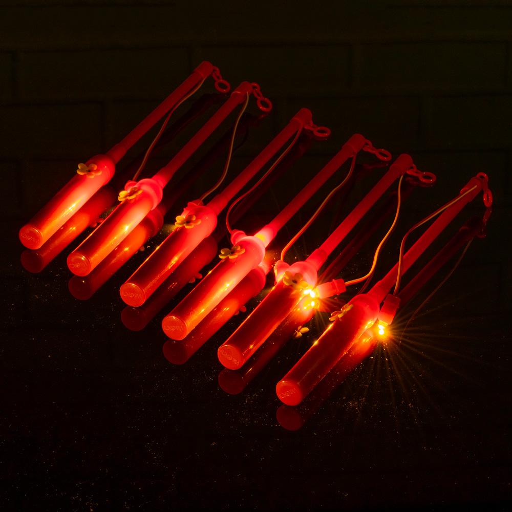 Red 12" Paper Lantern Holder Walking Stick and LED Light (Battery Operated, 6 PACK) - AsianImportStore.com - B2B Wholesale Lighting & Decor since 2002