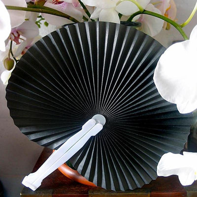 9" Black Accordion Paper Hand Fan for Weddings (100 PACK) - AsianImportStore.com - B2B Wholesale Lighting and Décor