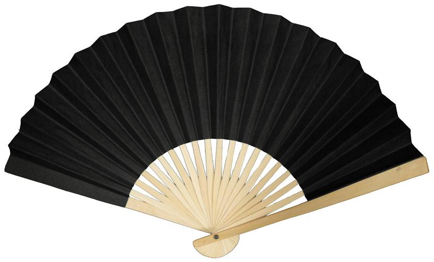 9" Black Paper Hand Fans w/ Beige Organza Bag (Combo 10 Pack) - AsianImportStore.com - B2B Wholesale Lighting and Decor