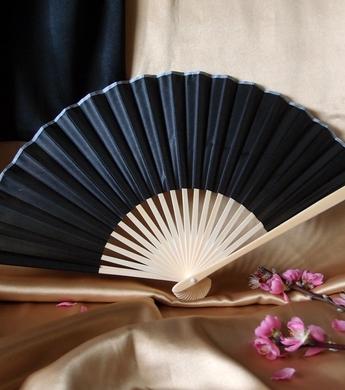 9" Black Silk Hand Fans for Weddings (10 Pack) - AsianImportStore.com - B2B Wholesale Lighting and Decor