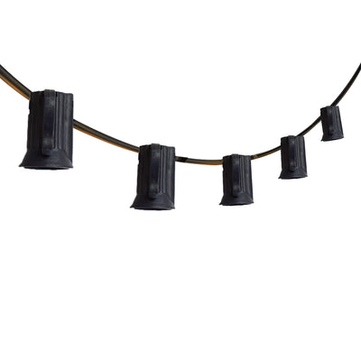 (Cord Only) 25 Socket Outdoor Patio DIY String Light, 28 FT Black Stringer w/ E12 Base (No Bulbs)