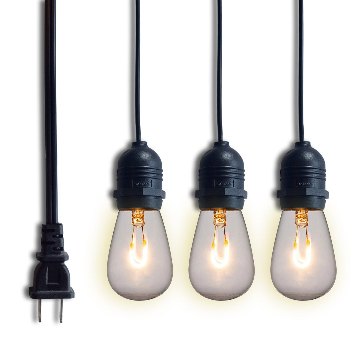 Triple Socket Black Weatherproof Outdoor Pendant Light Lamp Cord for Lanterns, E26, 19 FT