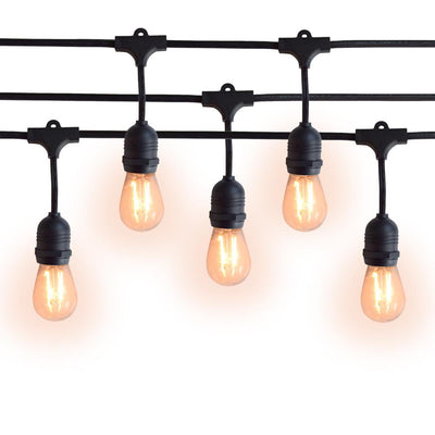 (Cord Only) 48 Suspended Socket SJTW Outdoor Commercial DIY String Light 102 FT Black Cord w/ E26 Medium Base, Weatherproof