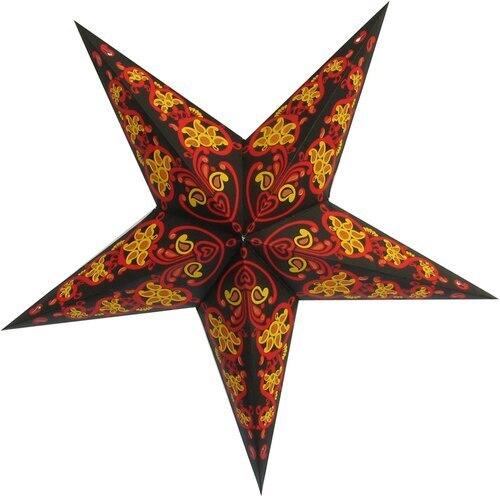 3-PACK + Cord | Black Magic 24" Illuminated Paper Star Lanterns and Lamp Cord Hanging Decorations - AsianImportStore.com - B2B Wholesale Lighting and Decor