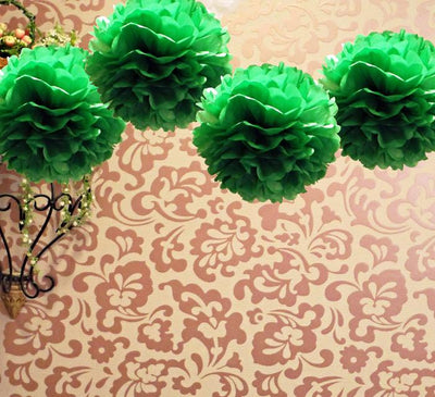 EZ-Fluff 12" Dark Green Tissue Paper Pom Poms Flowers Balls, Decorations (4 PACK) - AsianImportStore.com - B2B Wholesale Lighting and Decor