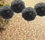 (Discontinued) (100 PACK) EZ-Fluff 16'' Black Tissue Paper Pom Poms Flowers Balls, Decorations