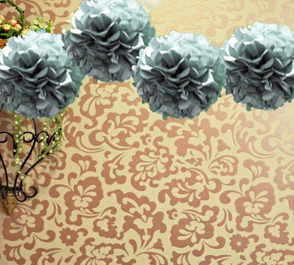BLOWOUT (100 PACK) EZ-Fluff 20" Silver Tissue Paper Pom Poms Flowers Balls, Decorations