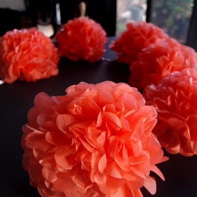(Discontinued) (50 PACK) EZ-Fluff 6" Roseate Hanging Tissue Paper Flower Pom Pom, Party Garland Decoration