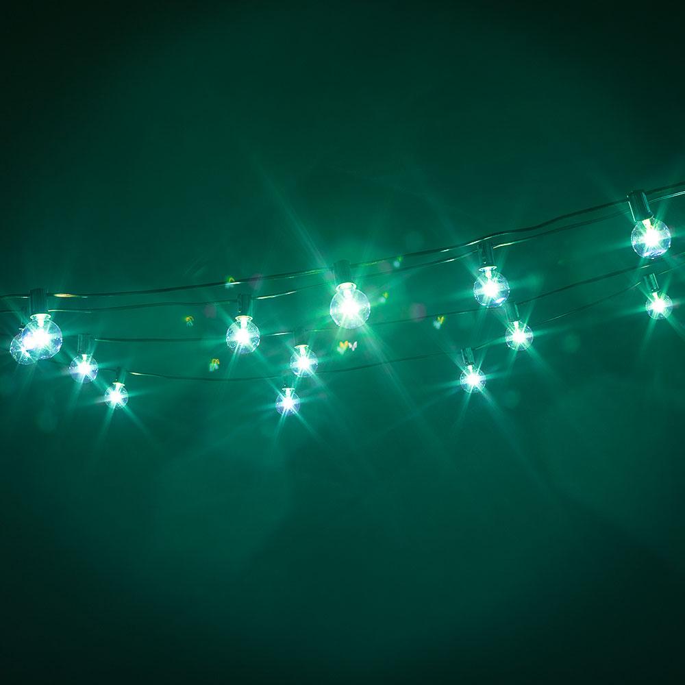 25 Socket Holiday Outdoor Patio String Light Set, G40 Blue Globe Bulbs, 28 FT Black Cord - AsianImportStore.com - B2B Wholesale Lighting and Decor