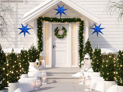 29" Dark Blue 7-Point Weatherproof Star Lantern Lamp, Hanging Decoration (Shade Only)