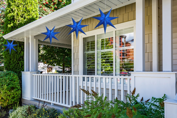 29" Dark Blue 7-Point Weatherproof Star Lantern Lamp, Hanging Decoration (Shade Only)