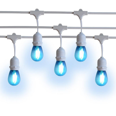 10 Suspended Multi-Color Outdoor Commercial String Light Set, 21 FT White Cord w/ 2-Watt Shatterproof LED Bulbs, Weatherproof SJTW