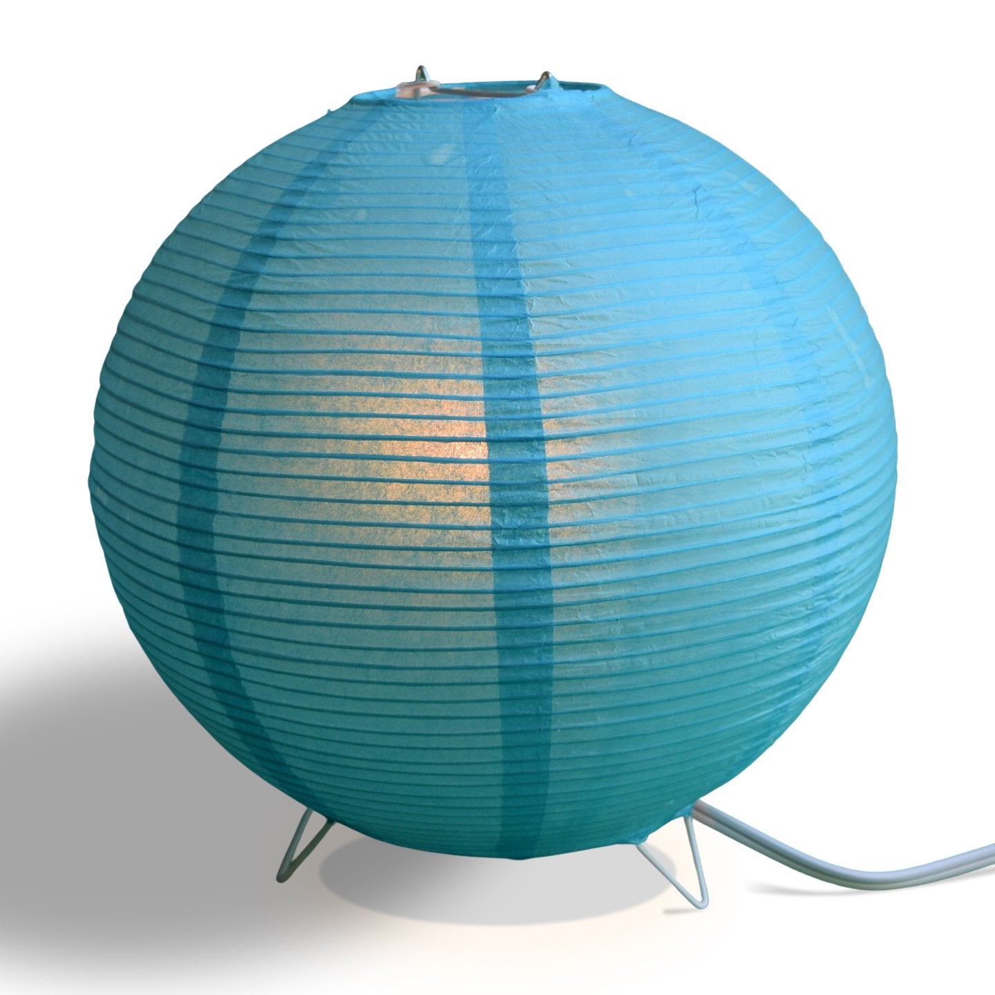 Turquoise Blue Corded Round Table Top Lantern Lamp Kit w/ Light Bulb, Fine Lines - AsianImportStore.com - B2B Wholesale Lighting and Decor