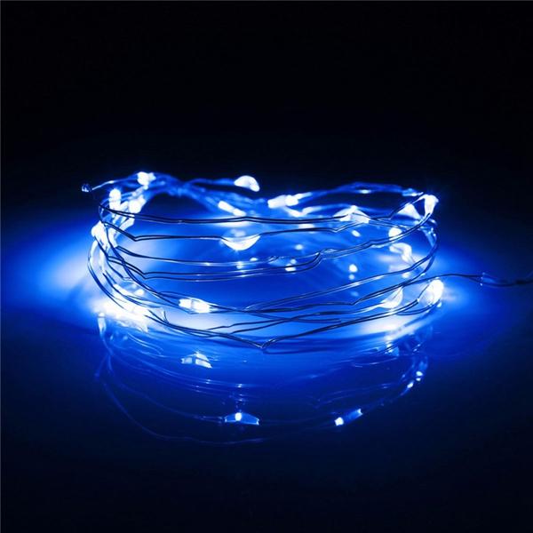 7.5 FT | 20 LED Battery Operated Blue Fairy String Lights With Silver Wire - AsianImportStore.com - B2B Wholesale Lighting and Decor