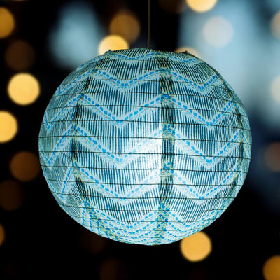 14 Inch Bohemian Brush Chevron Patterned Premium Paper Lantern - AsianImportStore.com - B2B Wholesale Lighting and Decor