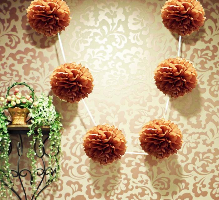 EZ-Fluff 6" Brown Hanging Tissue Paper Flower Pom Pom, Party Garland Decoration - AsianImportStore.com - B2B Wholesale Lighting and Decor