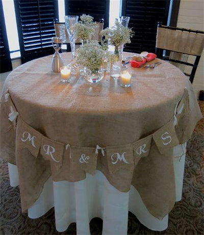 Burlap Fabric Table Cloth Overlay Decorative Cover, 46" - AsianImportStore.com - B2B Wholesale Lighting and Decor