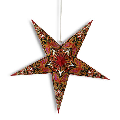 24" Red / Black Butterfly Glitter Paper Star Lantern, Hanging Wedding & Party Decoration - AsianImportStore.com - B2B Wholesale Lighting and Decor