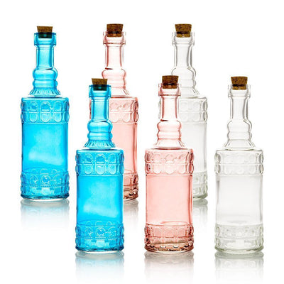 6pc Calista Colorful Decorative Vintage Glass Bottles and Flower Vases Wedding Table and Centerpiece Display - AsianImportStore.com - B2B Wholesale Lighting & Decor since 2002