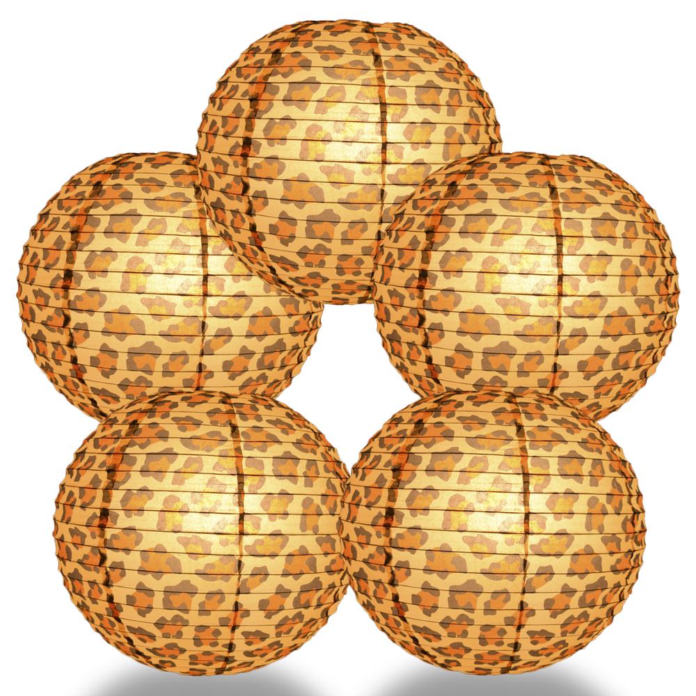5 PACK | 14" Cheetah Print Paper Lantern - AsianImportStore.com - B2B Wholesale Lighting and Decor