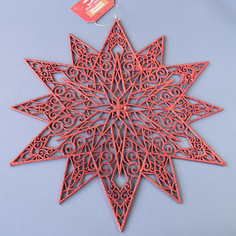  12" Rose Gold Glittered Star Snowflake Hanging Ornaments Christmas Tree Wedding Party Home Decoration - AsianImportStore.com - B2B Wholesale Lighting and Decor